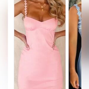 Beginning Boutique pink flower strap mini dress